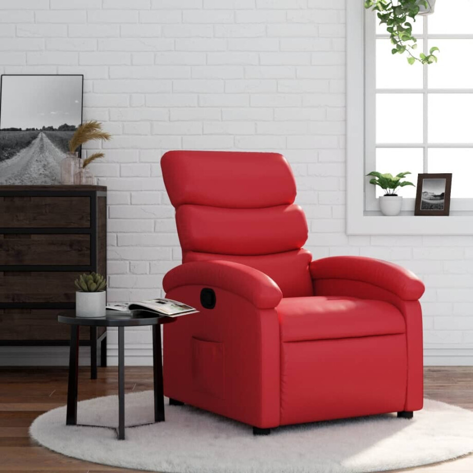 vidaXL Fauteuil verstelbaar kunstleer rood vidaXL Fauteuil verstelbaar kunstleer rood afbeelding 1
