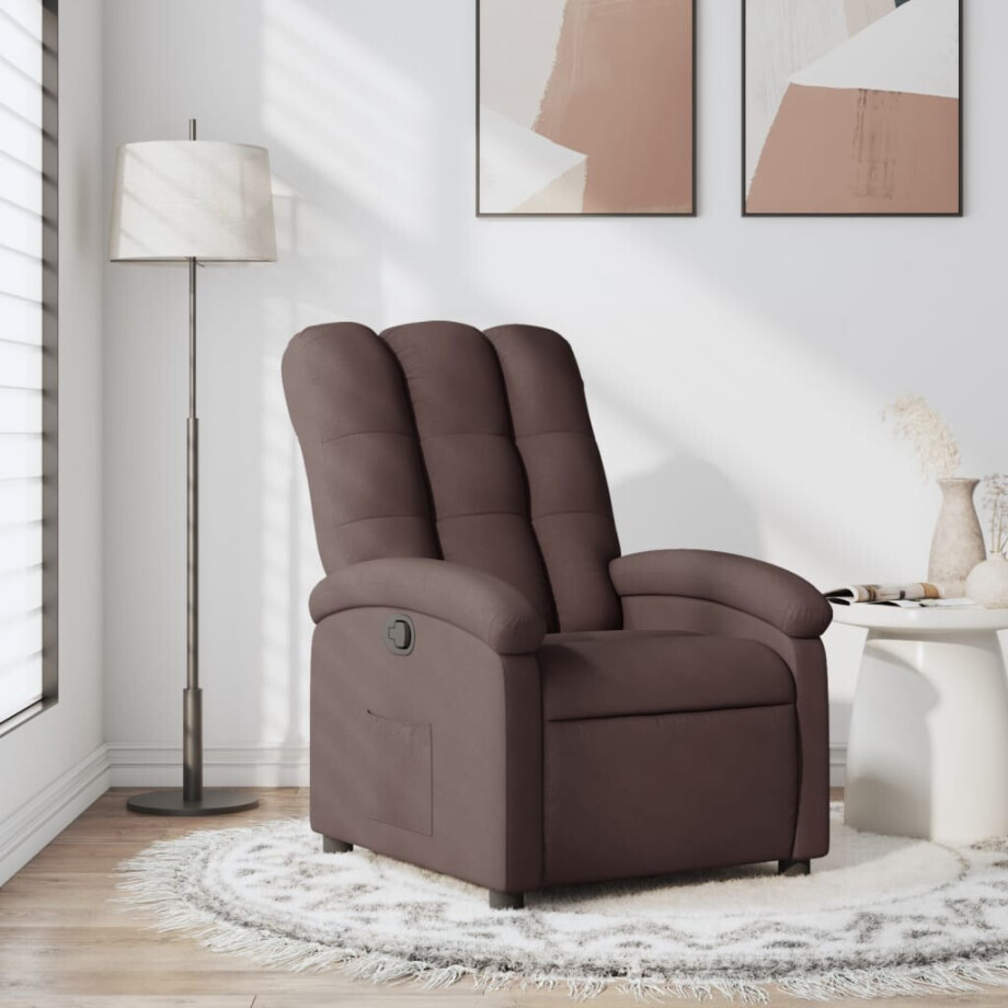 vidaXL Fauteuil verstelbaar stof donkerbruin afbeelding 1