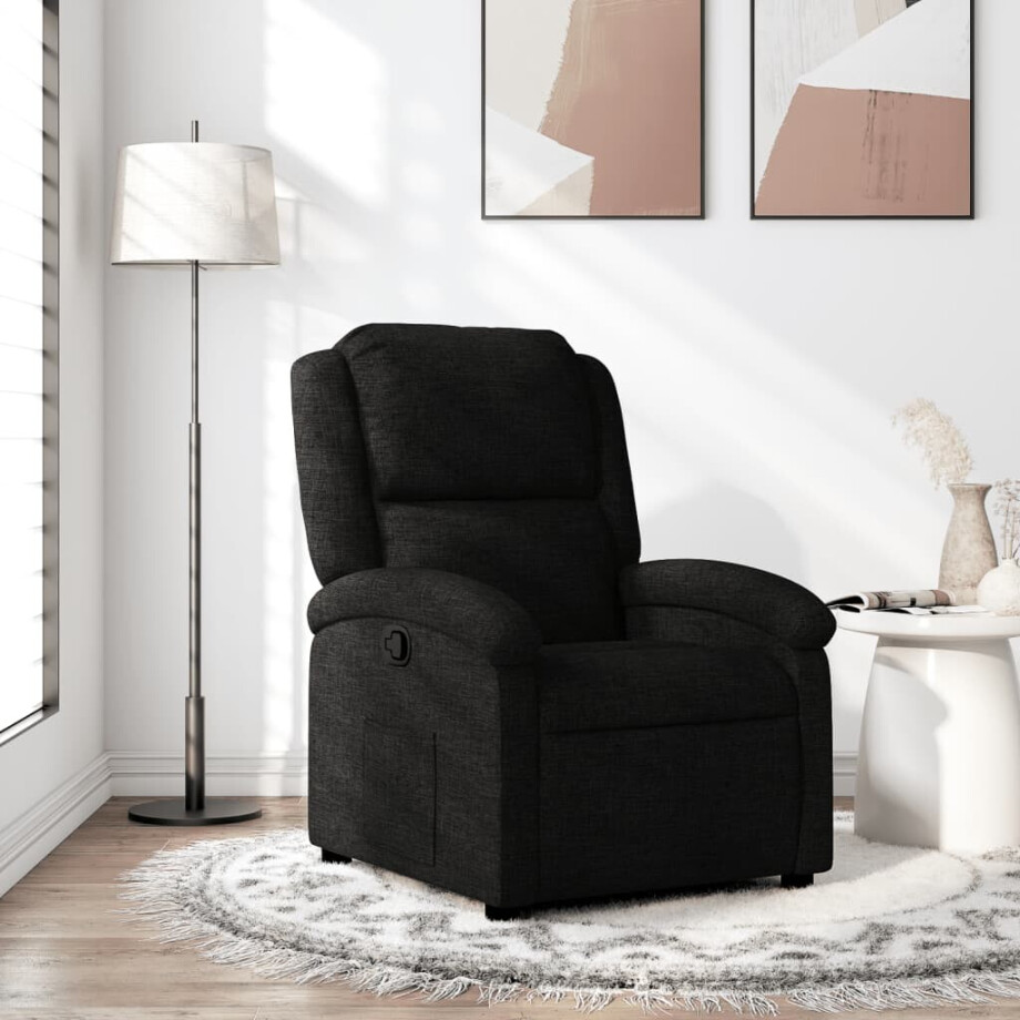 vidaXL Fauteuil verstelbaar stof zwart afbeelding 1