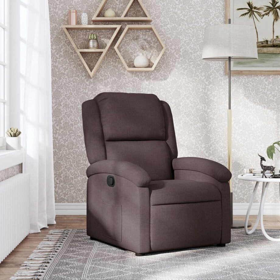 vidaXL Fauteuil verstelbaar stof donkerbruin afbeelding 1