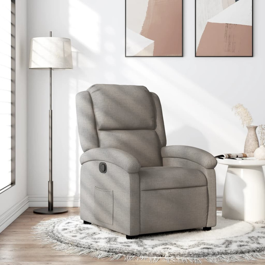 vidaXL Fauteuil verstelbaar stof taupe afbeelding 1