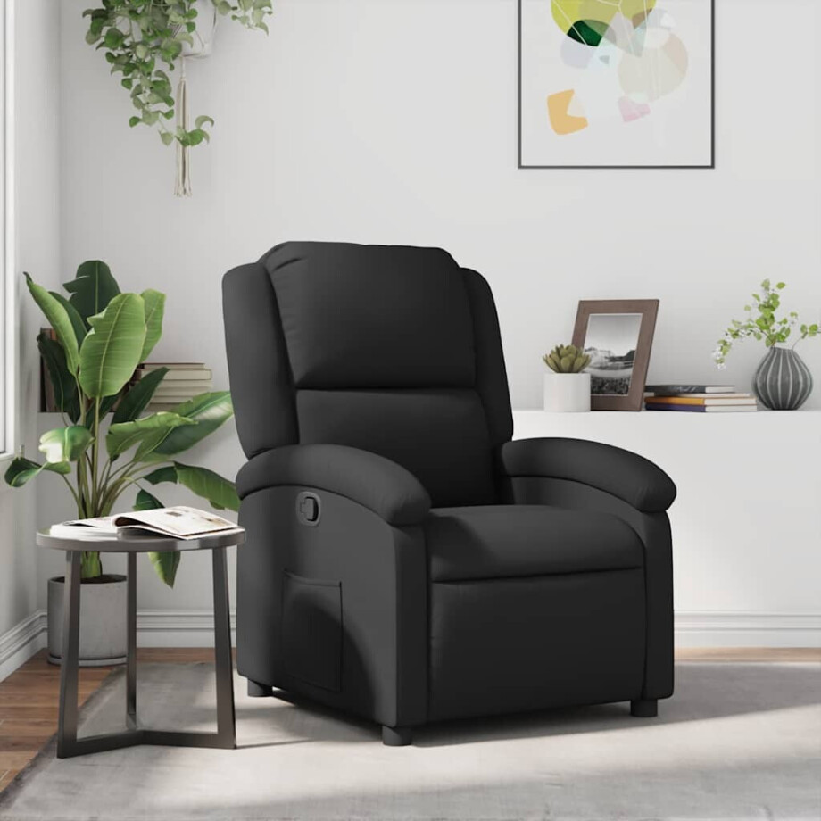 vidaXL Relaxfauteuil Zwart Echt Leer afbeelding 1