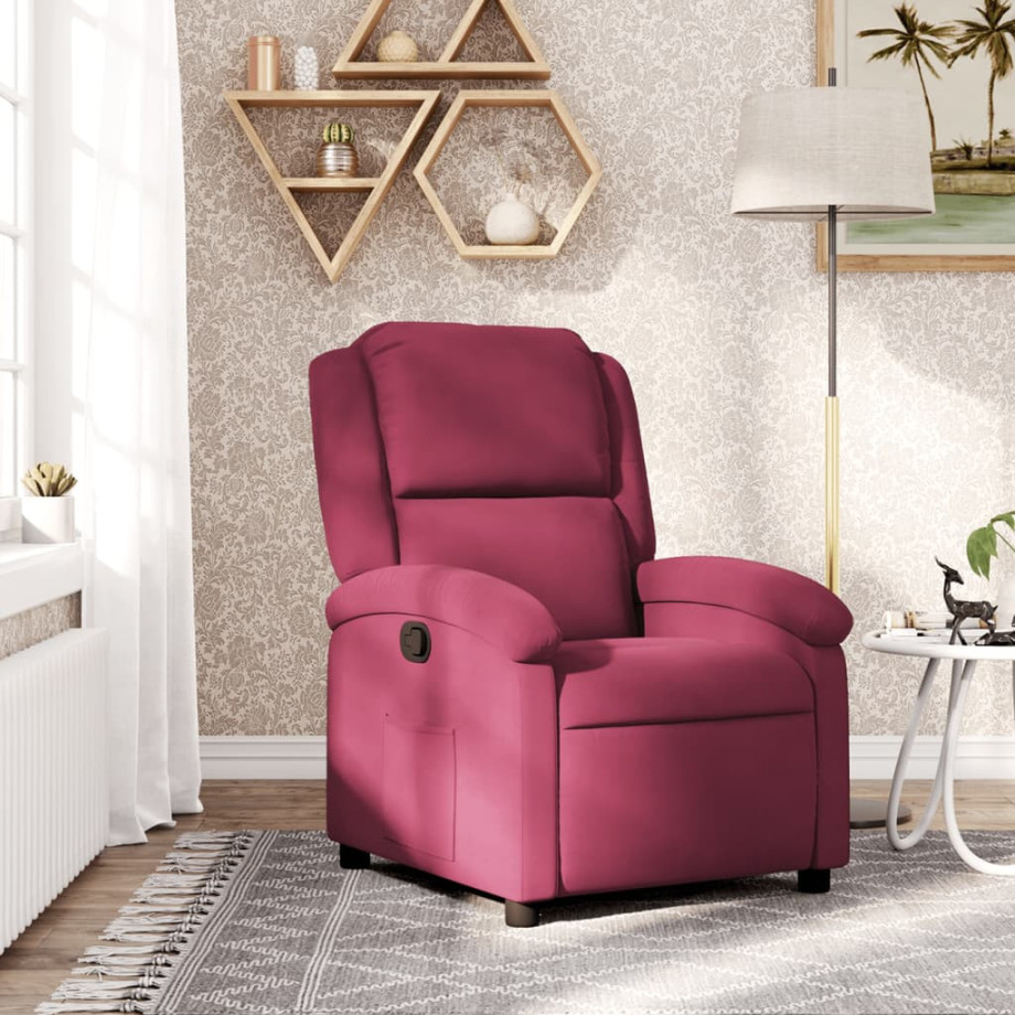 vidaXL Fauteuil verstelbaar fluweel wijnrood afbeelding 1