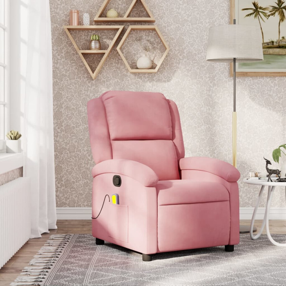 vidaXL Massagestoel verstelbaar fluweel roze afbeelding 1