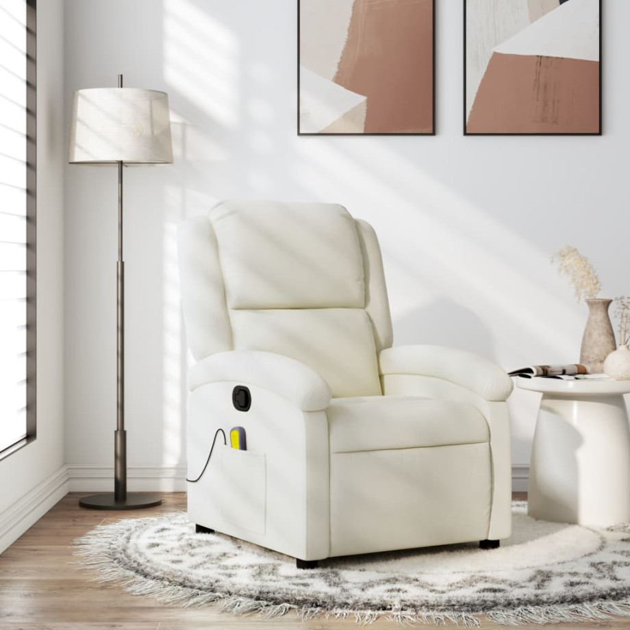 vidaXL Massagestoel verstelbaar fluweel crèmekleurig afbeelding 1