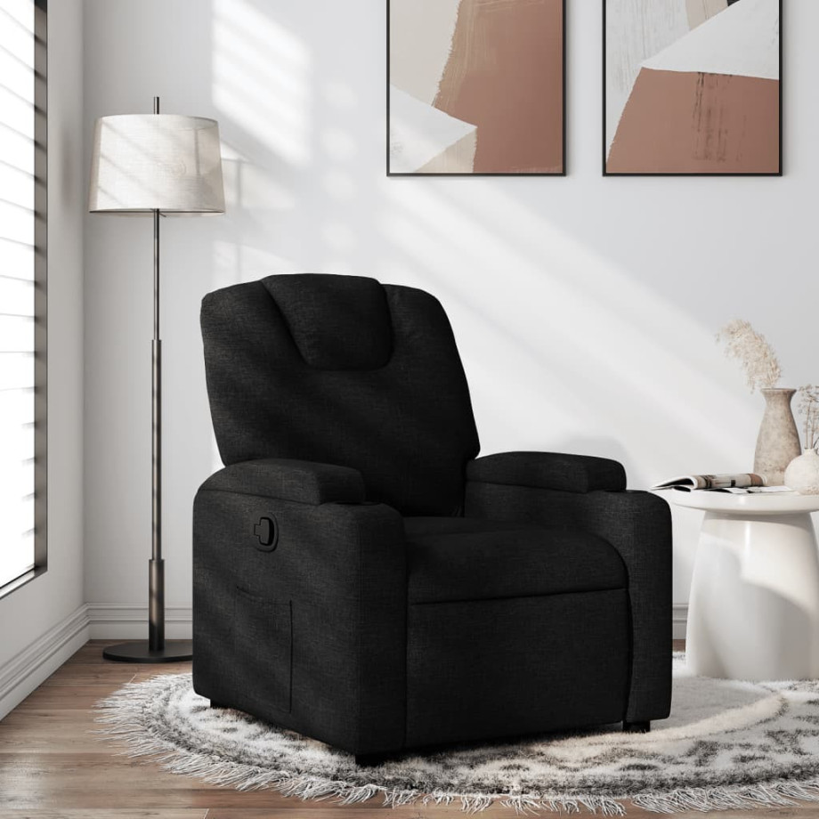 vidaXL Fauteuil verstelbaar stof zwart afbeelding 1