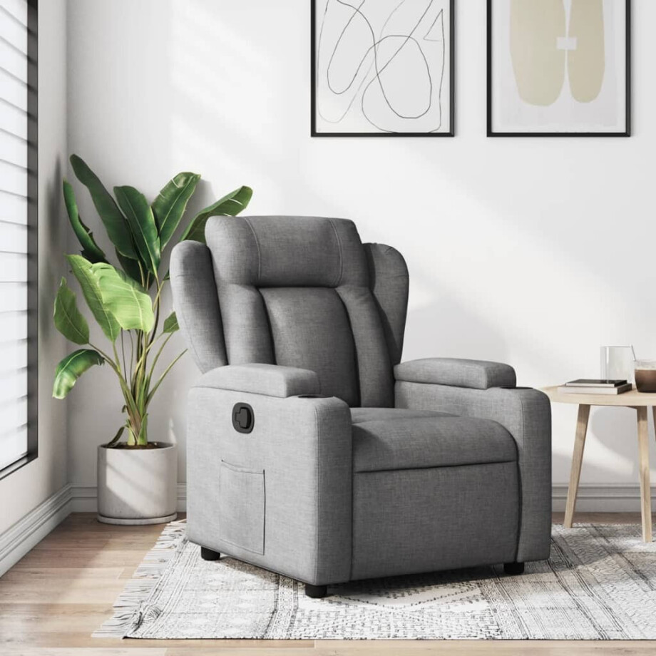vidaXL Relaxfauteuil Donkergrijze Stof afbeelding 1