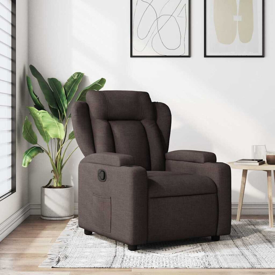 vidaXL Fauteuil verstelbaar stof donkerbruin vidaXL Fauteuil verstelbaar stof donkerbruin afbeelding 1