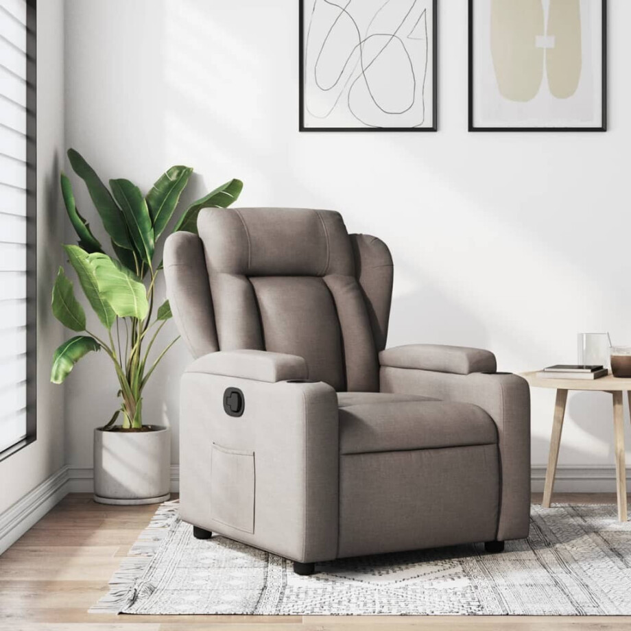vidaXL Fauteuil verstelbaar stof taupe afbeelding 1