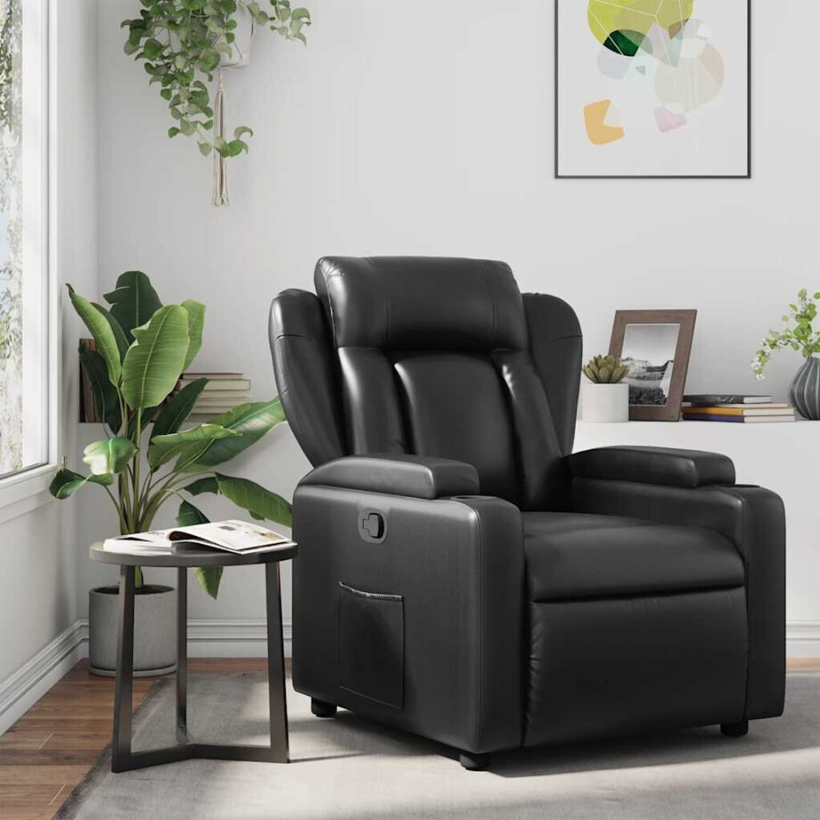 vidaXL Relaxfauteuil Zwart Kunstleer afbeelding 1