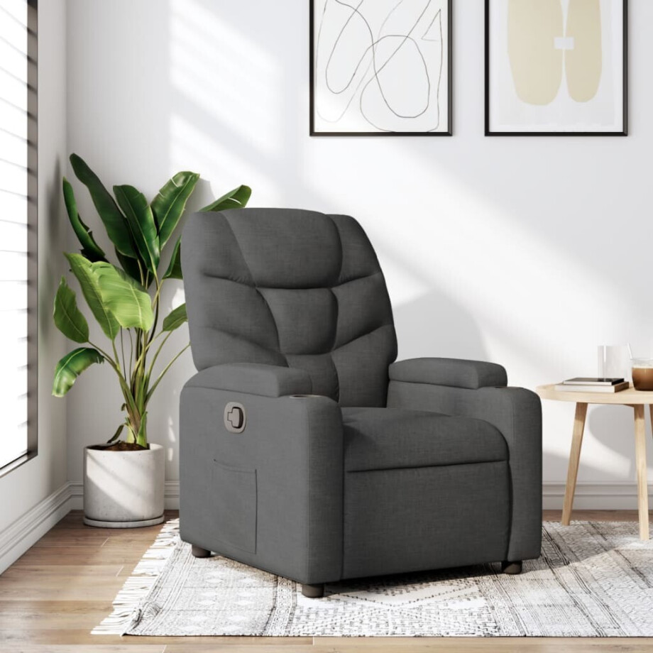 vidaXL Relaxfauteuil Donkergrijze Stof vidaXL Relaxfauteuil Donkergrijze Stof afbeelding 1