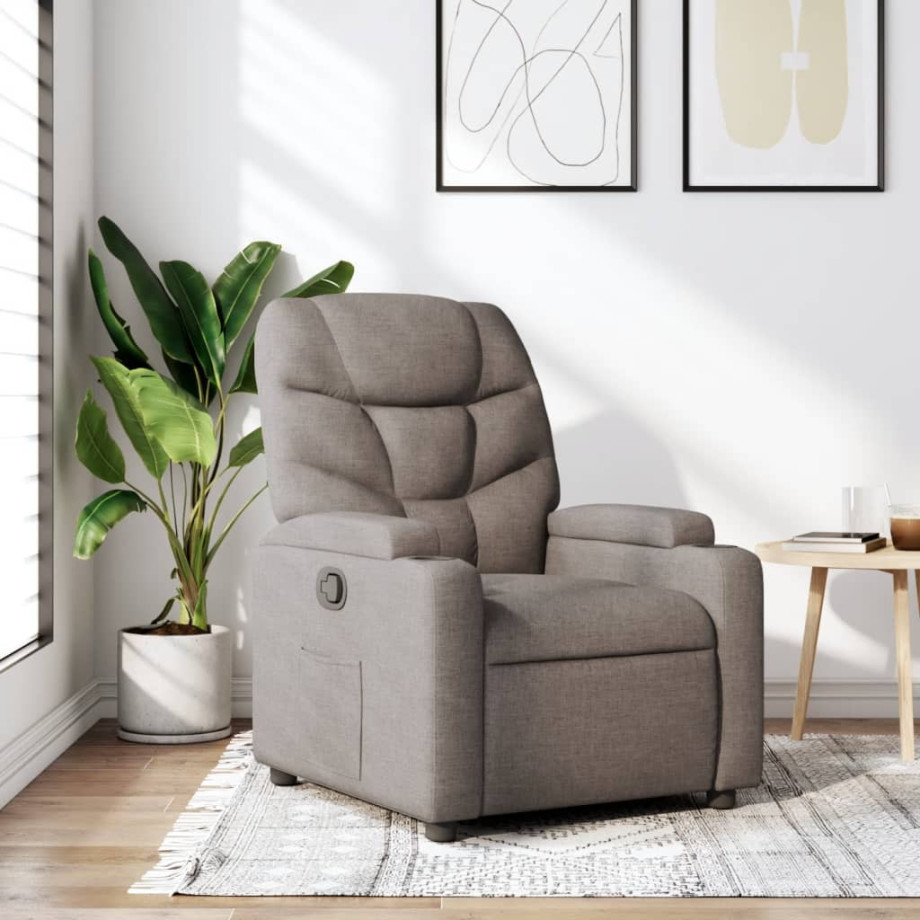 vidaXL Fauteuil verstelbaar stof taupe afbeelding 1