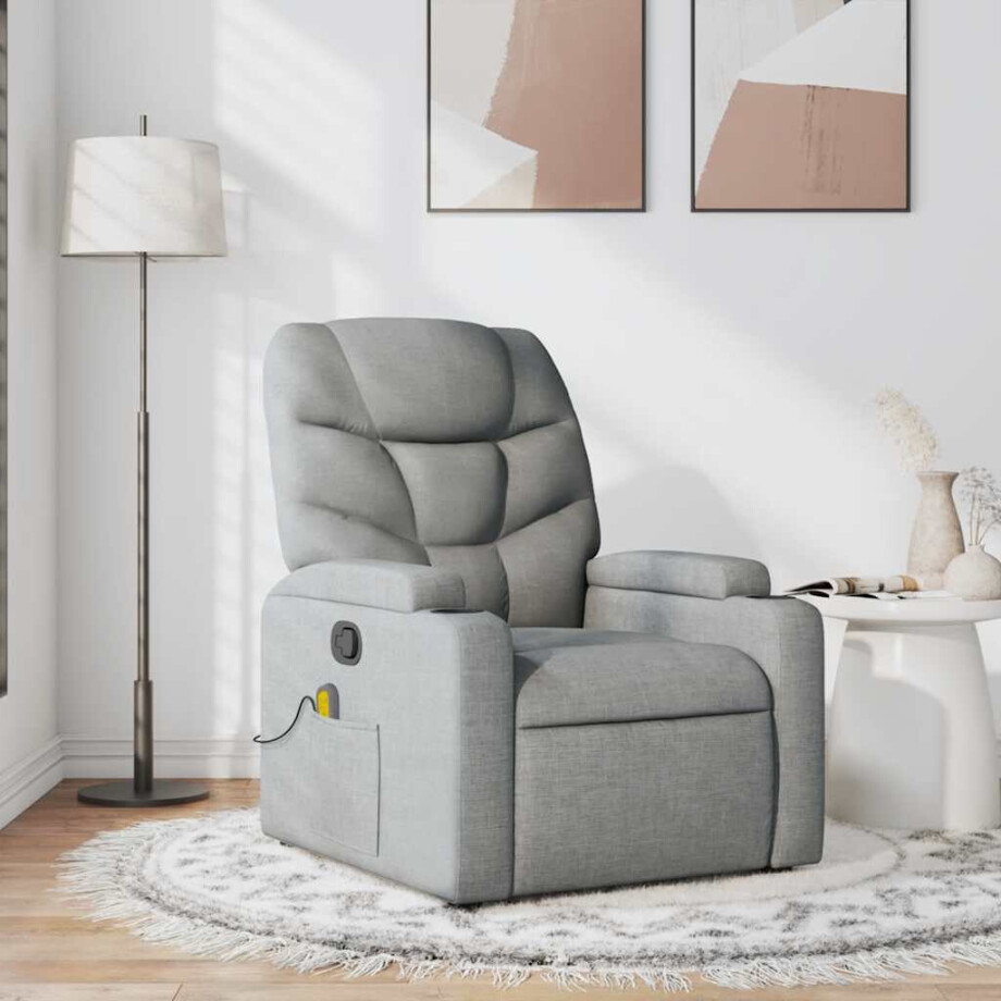 vidaXL Massagestoel verstelbaar stof lichtgrijs vidaXL Massagestoel verstelbaar stof lichtgrijs afbeelding 1