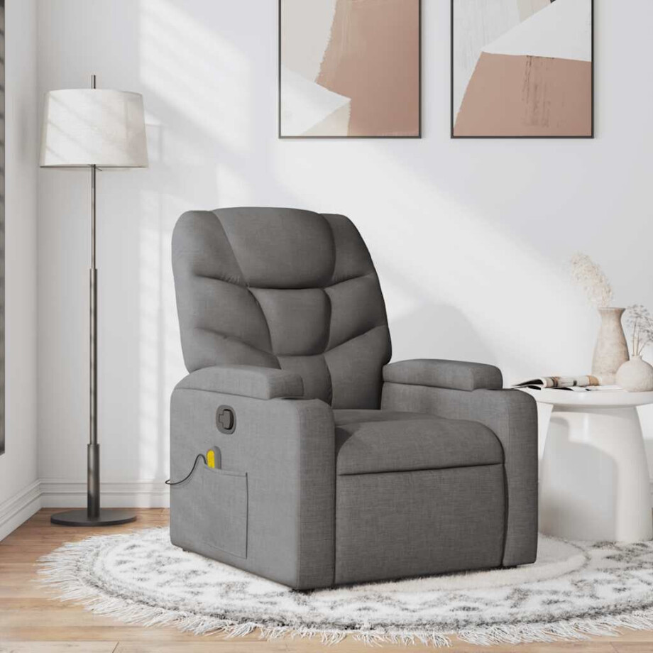 vidaXL Massagestoel verstelbaar stof donkergrijs afbeelding 1