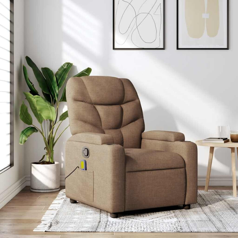 vidaXL Massagestoel verstelbaar stof bruin vidaXL Massagestoel verstelbaar stof bruin afbeelding 1