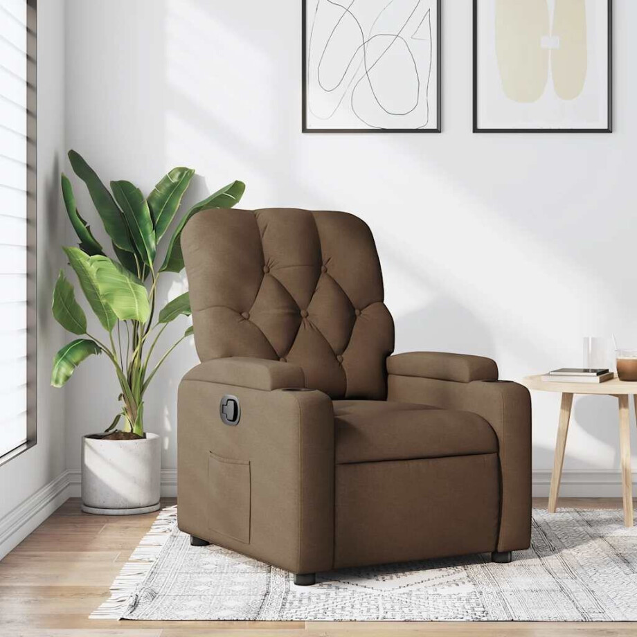 vidaXL Fauteuil verstelbaar stof bruin afbeelding 1