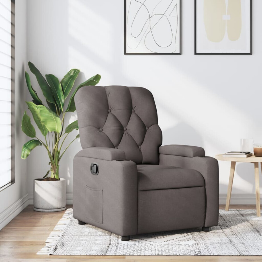 vidaXL Fauteuil verstelbaar stof taupe afbeelding 1
