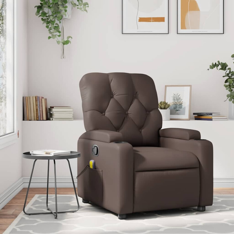 vidaXL Massagestoel verstelbaar kunstleer bruin vidaXL Massagestoel verstelbaar kunstleer bruin afbeelding 1