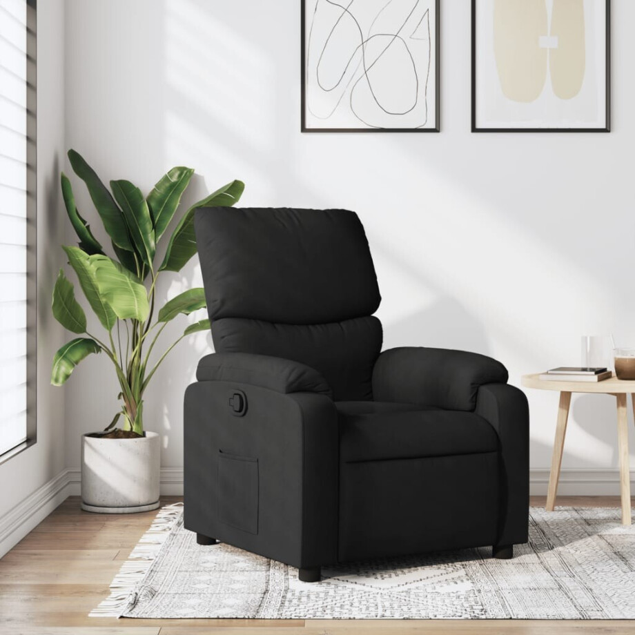 vidaXL Fauteuil verstelbaar stof zwart afbeelding 1