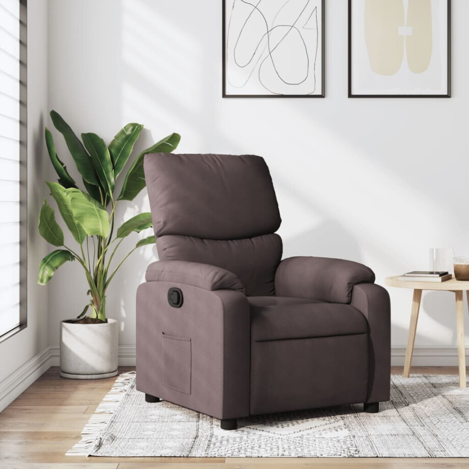 vidaXL Fauteuil verstelbaar stof donkerbruin afbeelding 1