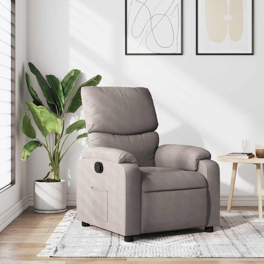 vidaXL Fauteuil verstelbaar stof taupe afbeelding 1