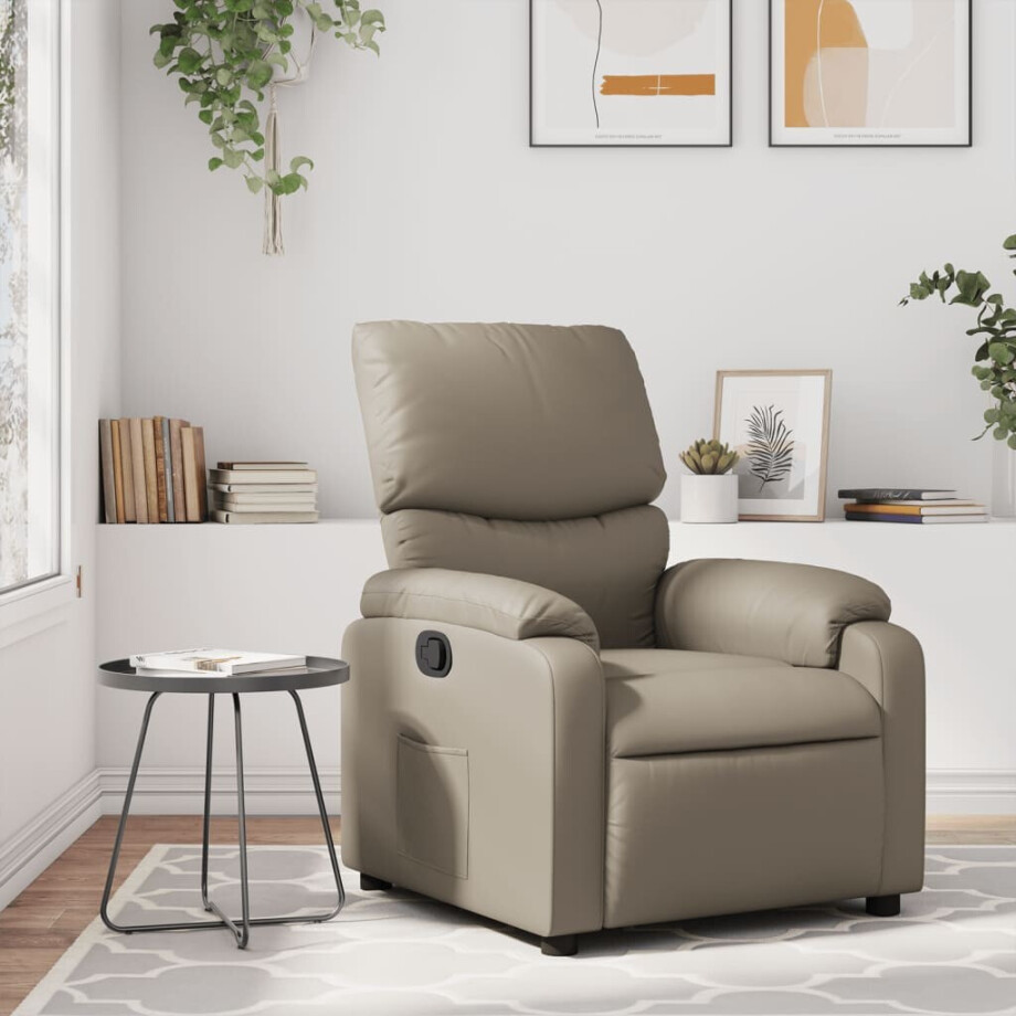vidaXL Fauteuil verstelbaar kunstleer cappuccinokleurig afbeelding 1
