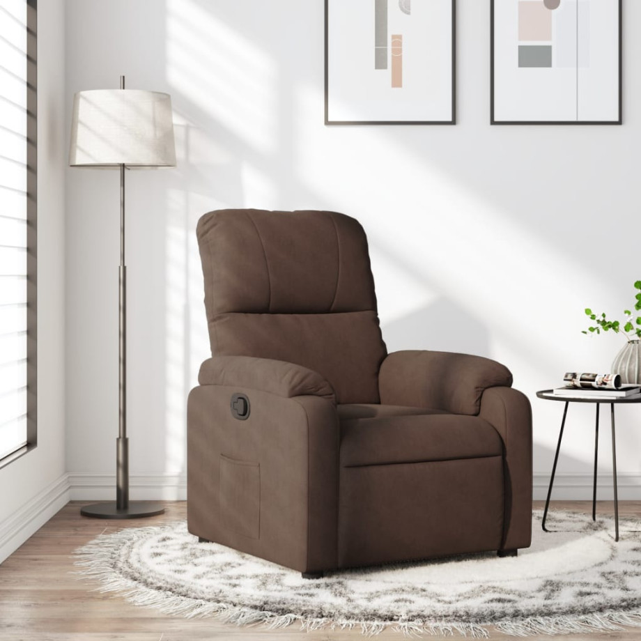 vidaXL Fauteuil verstelbaar microvezelstof bruin afbeelding 1