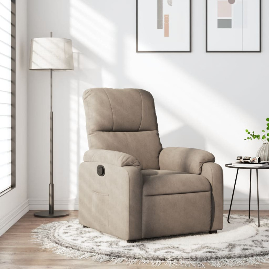 vidaXL Fauteuil verstelbaar microvezelstof taupe afbeelding 1