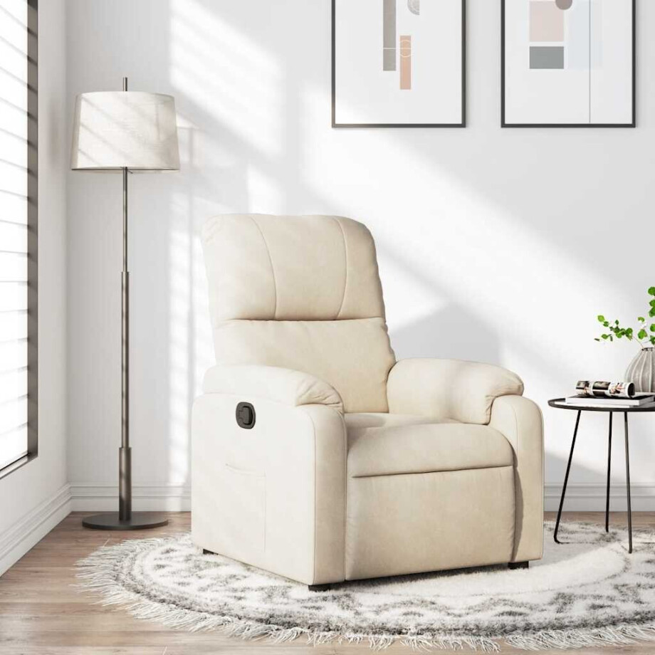 vidaXL Fauteuil verstelbaar microvezelstof beige afbeelding 1