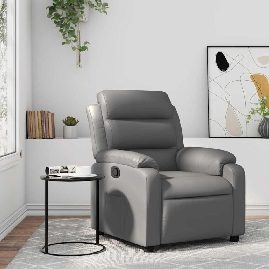 vidaXL Fauteuil verstelbaar kunstleer grijs afbeelding 1