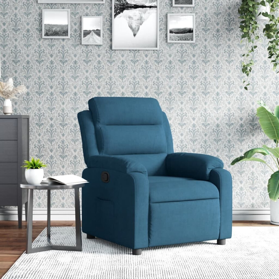 vidaXL Fauteuil verstelbaar fluweel blauw afbeelding 1