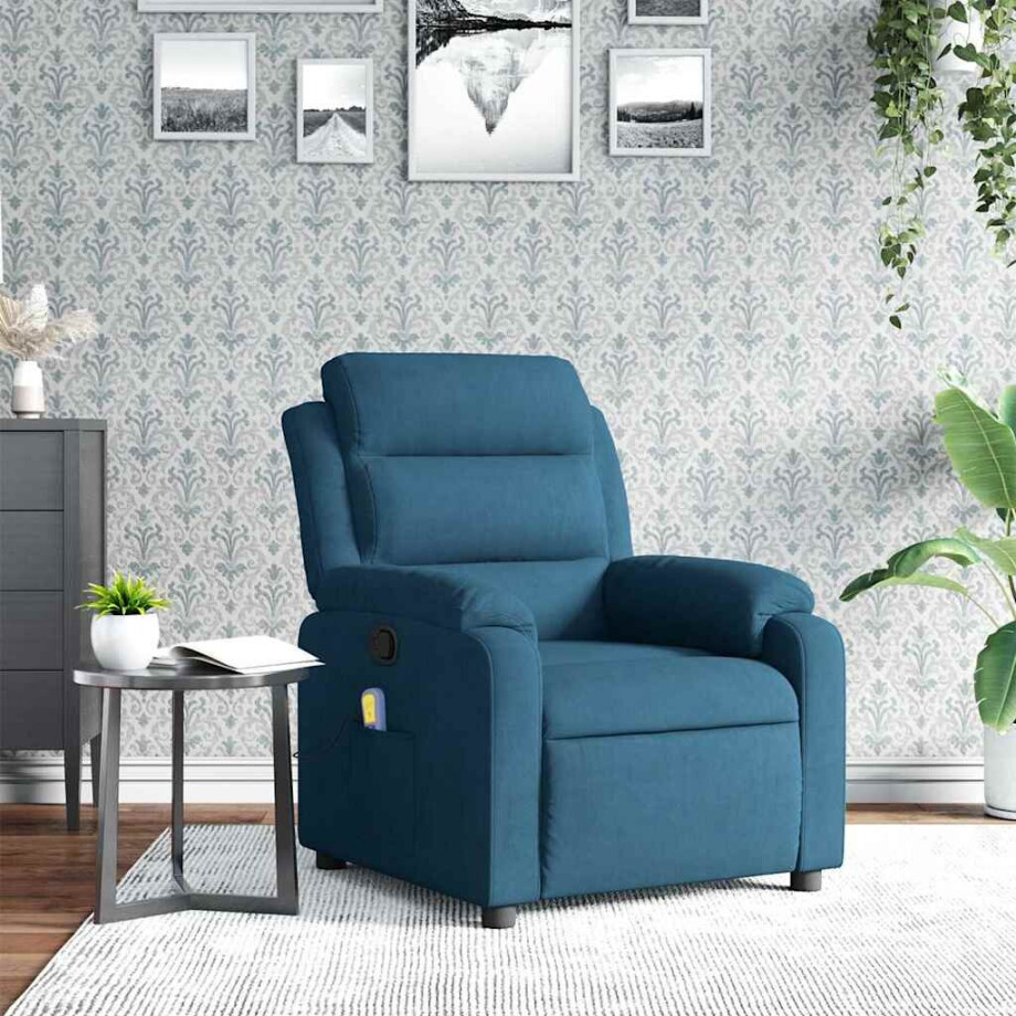 vidaXL Massagestoel verstelbaar fluweel blauw afbeelding 1