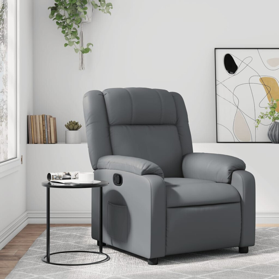 vidaXL Fauteuil verstelbaar kunstleer grijs afbeelding 1