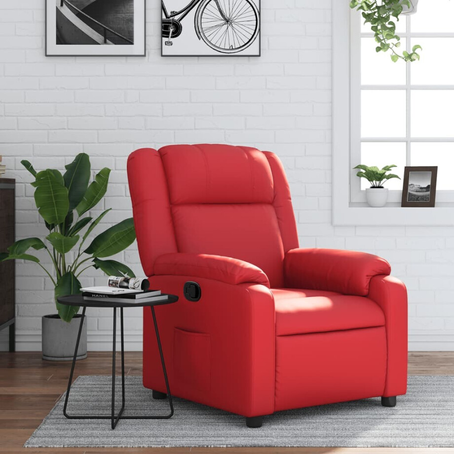 vidaXL Fauteuil verstelbaar kunstleer rood vidaXL Fauteuil verstelbaar kunstleer rood afbeelding 1