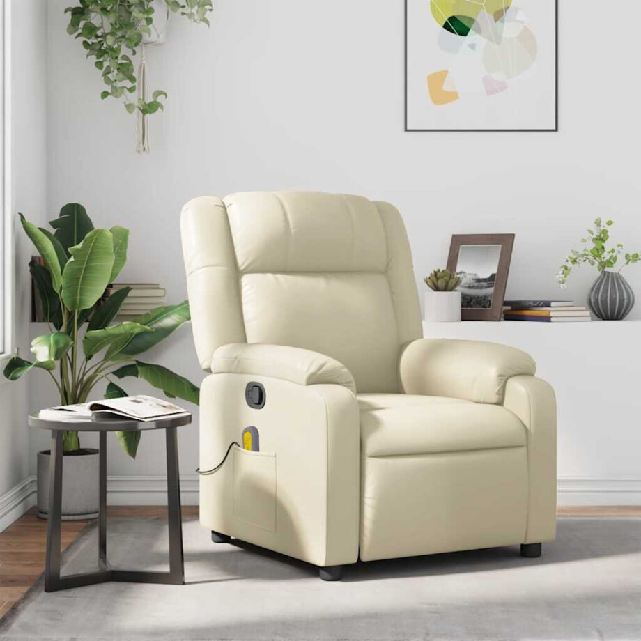 vidaXL Massagestoel verstelbaar kunstleer crème vidaXL Massagestoel verstelbaar kunstleer crème afbeelding 1