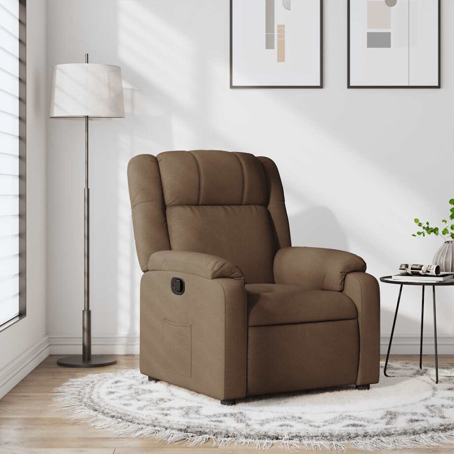 vidaXL Fauteuil verstelbaar stof bruin afbeelding 1