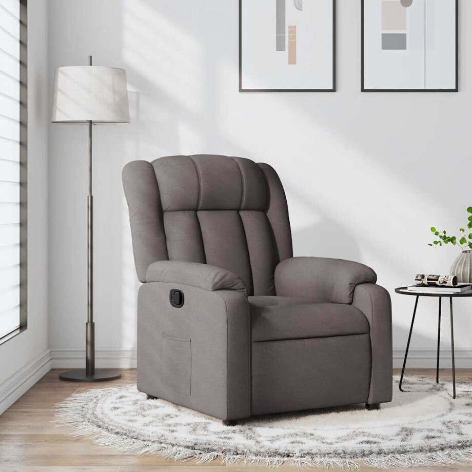 vidaXL Fauteuil verstelbaar stof taupe afbeelding 1