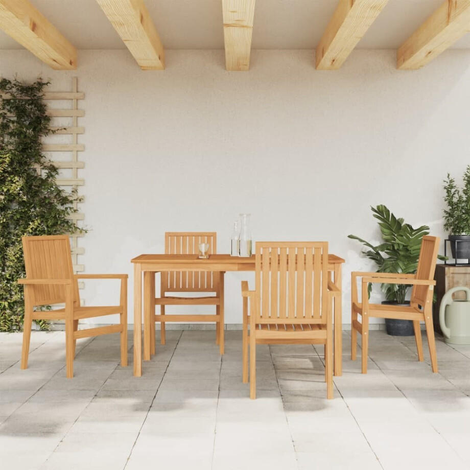 vidaXL 5-delige Tuinset massief teakhout afbeelding 1