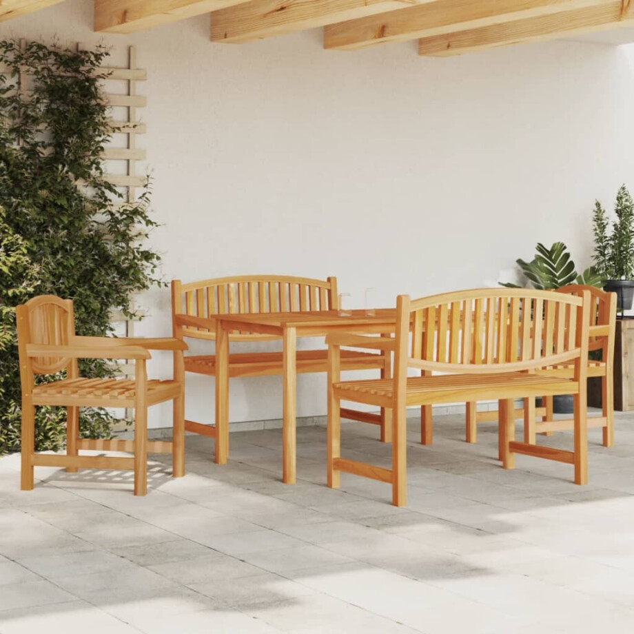 vidaXL 5-delige Tuinset massief teakhout afbeelding 1