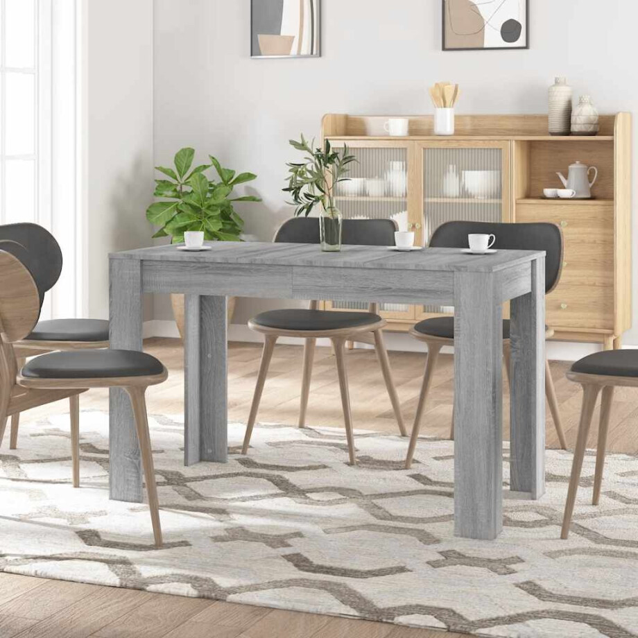 vidaXL Eettafel 120x60x76 cm bewerkt hout grijs sonoma eikenkleurig afbeelding 1