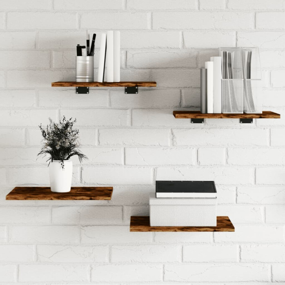 vidaXL Wandschappen 4 st 40x30x1,5 cm bewerkt hout gerookt eikenkleur vidaXL Wandschappen 4 st 40x30x1,5 cm bewerkt hout gerookt eikenkleur afbeelding 1