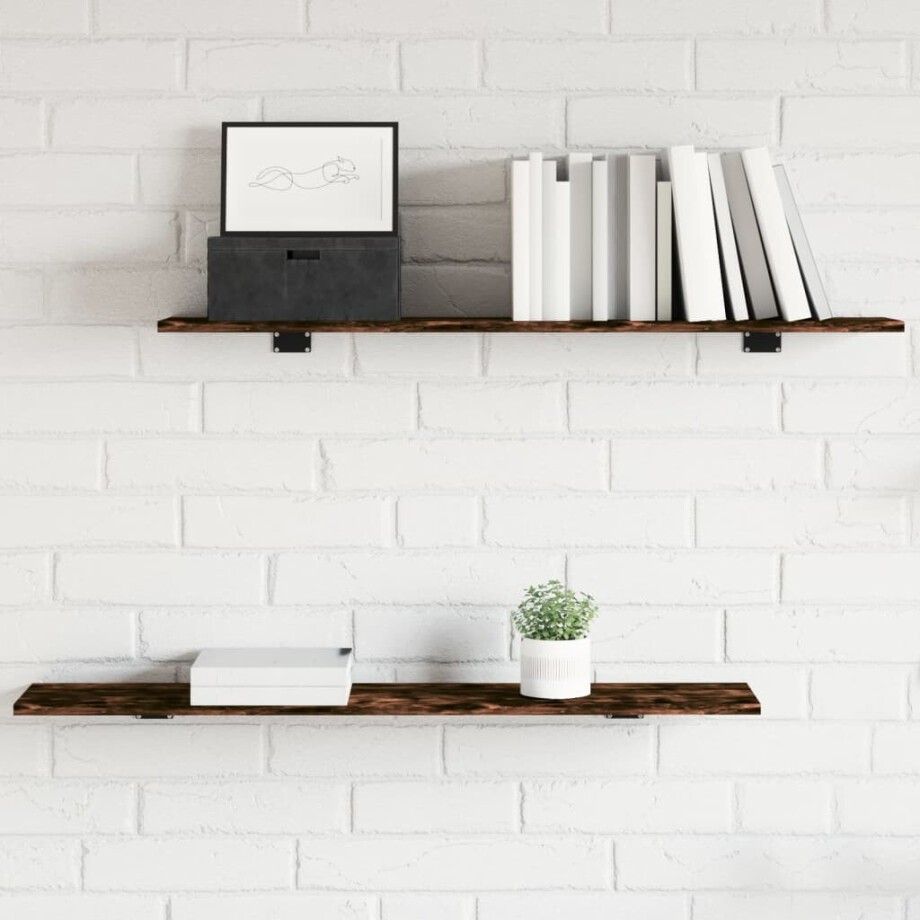 vidaXL Wandschappen 4 st 100x20x1,5 cm bewerkt hout gerookt eikenkleur vidaXL Wandschappen 4 st 100x20x1,5 cm bewerkt hout gerookt eikenkleur afbeelding 1