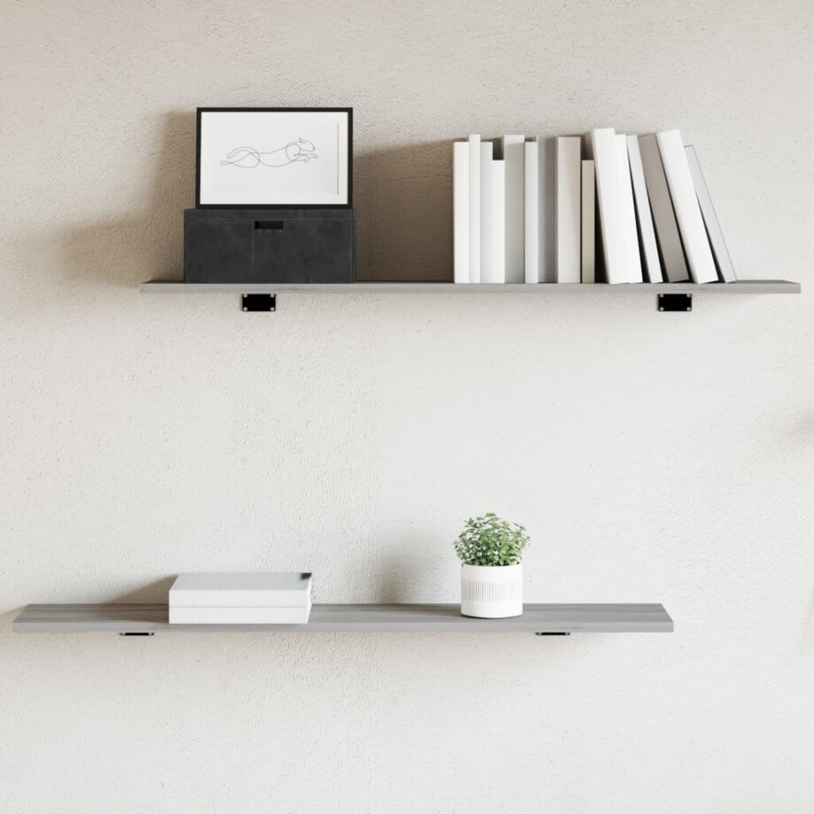 vidaXL Wandschappen 4 st 100x20x1,5 cm bewerkt hout grijs sonoma eiken vidaXL Wandschappen 4 st 100x20x1,5 cm bewerkt hout grijs sonoma eiken afbeelding 1