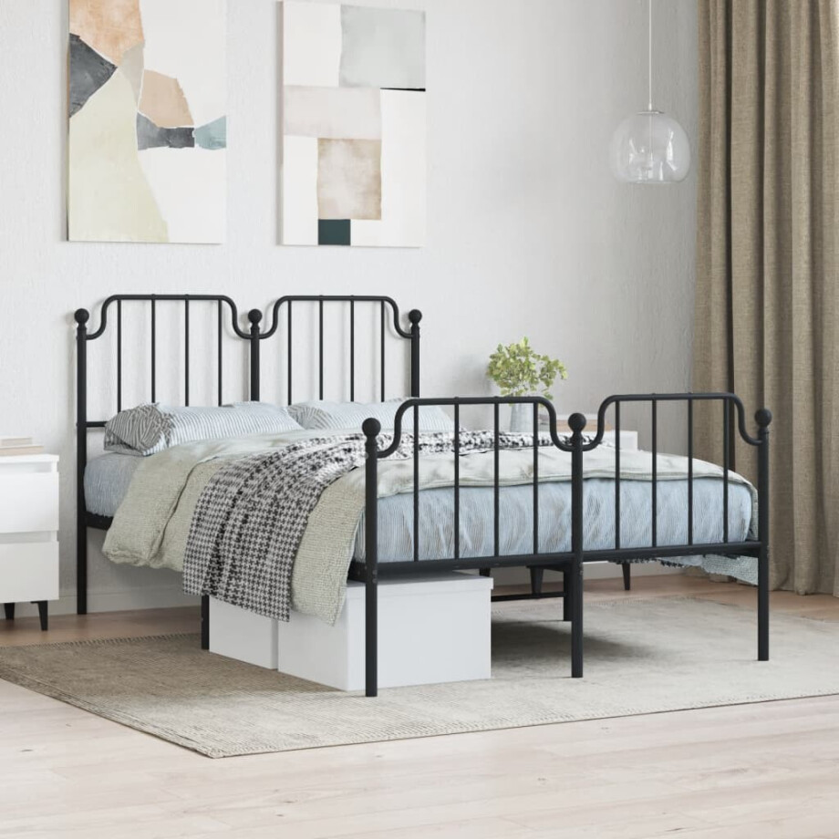 vidaXL Bedframe met hoofd- en voeteneinde metaal zwart 120x200 cm vidaXL Bedframe met hoofd- en voeteneinde metaal zwart 120x200 cm afbeelding 1