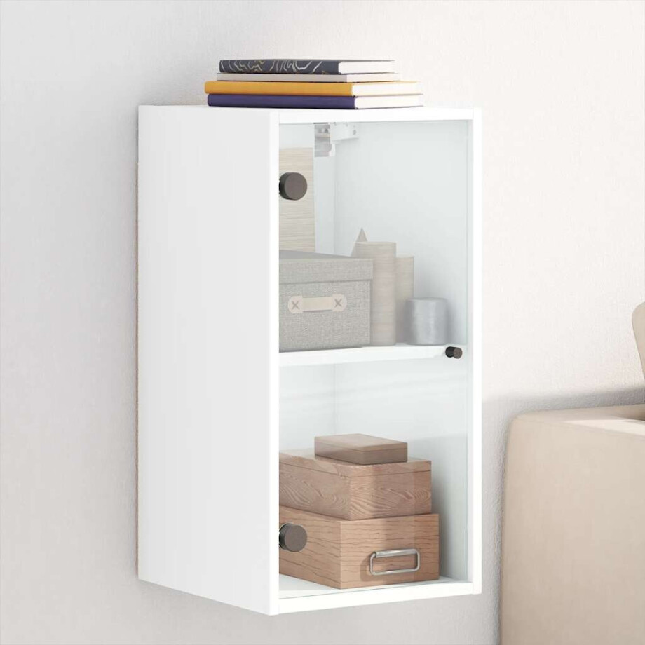 vidaXL Wandkast met glazen deuren 35x37x68,5 cm wit afbeelding 1
