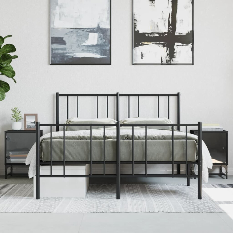 vidaXL Nachtkastjes met glazen deuren 2 st 35x37x50 cm zwart afbeelding 1