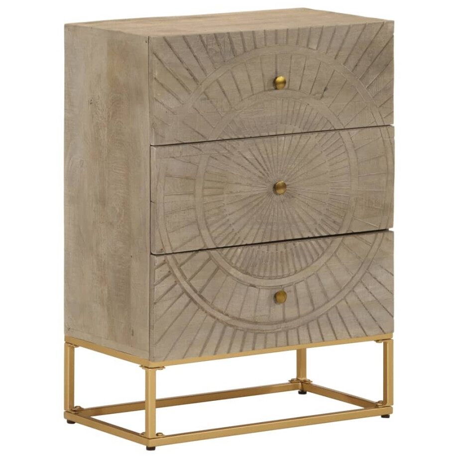 vidaXL Ladekastje 55x30x76 cm massief mangohout en ijzer afbeelding 1