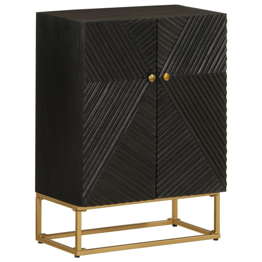 vidaXL Dressoir 55x30x76 cm massief mangohout en ijzer zwart vidaXL Dressoir 55x30x76 cm massief mangohout en ijzer zwart afbeelding 1