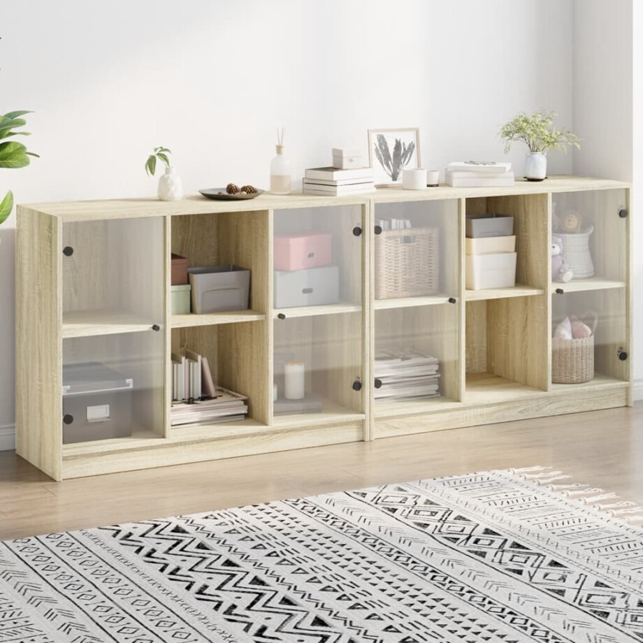 vidaXL Boekenkast met deuren 204x37x75 cm hout sonoma eikenkleurig vidaXL Boekenkast met deuren 204x37x75 cm hout sonoma eikenkleurig afbeelding 1