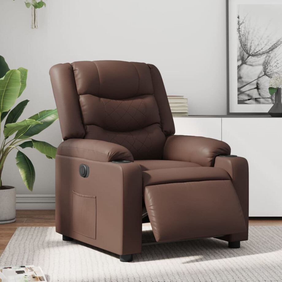 vidaXL Fauteuil verstelbaar elektrisch kunstleer bruin vidaXL Fauteuil verstelbaar elektrisch kunstleer bruin afbeelding 1